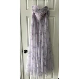 Dessy Lilac Haze Garden Floral Print Strapless Tulle Gown Sz 6 $298 3129FP